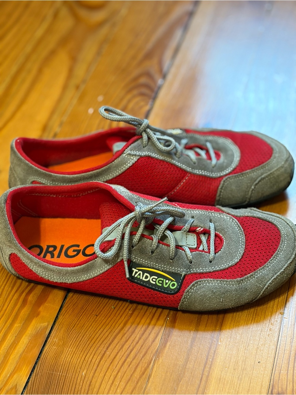 Red and Gray Women's Athletic Sneakers - Lightweight Casual Trainers - Picture 2 of 9
